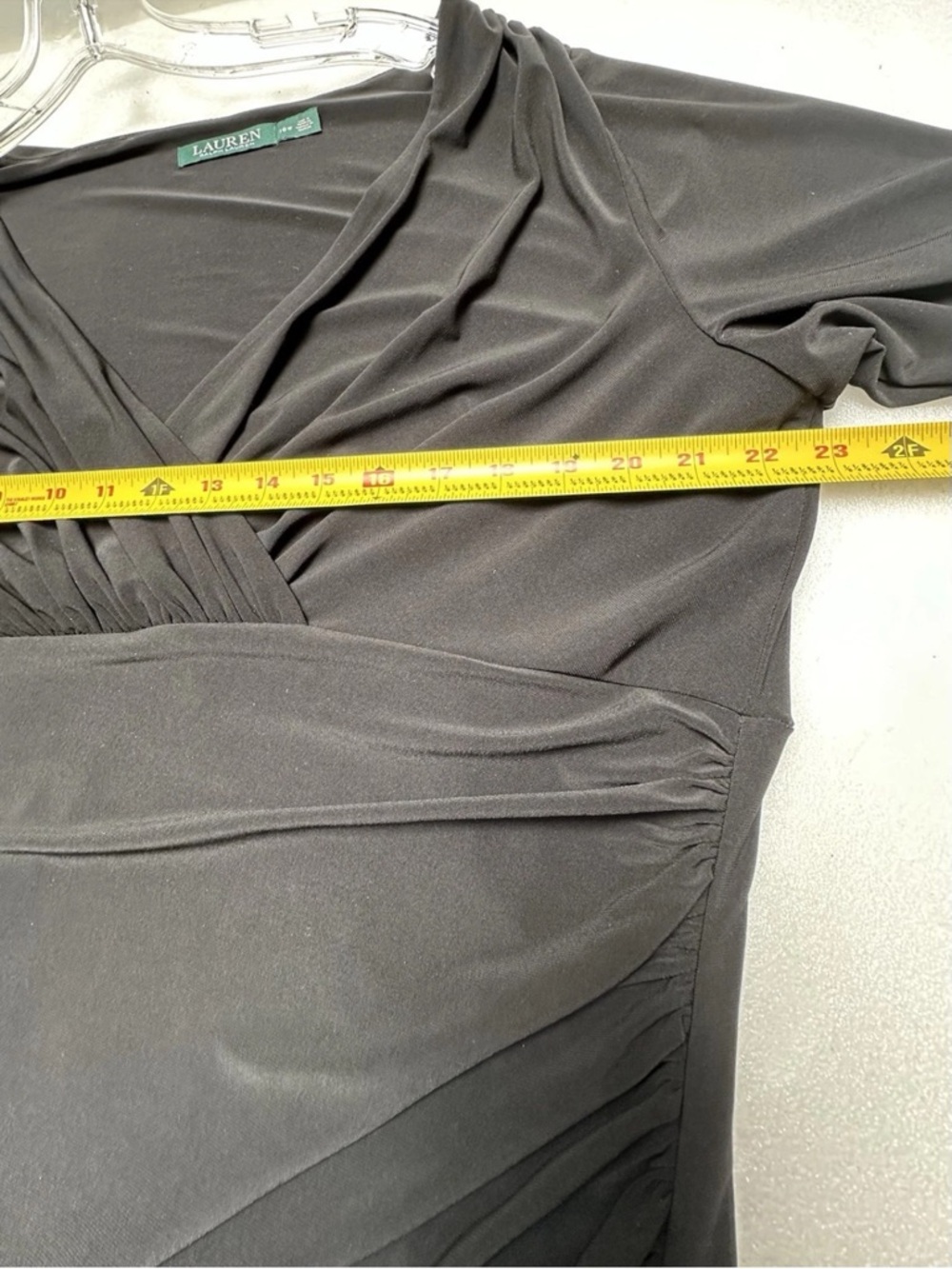 NEW NWT RALPH LAUREN DRESS 16W FAUX WRAP RUCHED SHEATH STRETCH WITCHY MSRP $119 - Picture 4 of 9